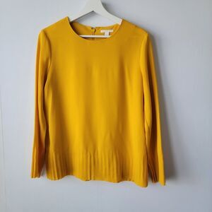 COS womens top size 4 yellow long sleeve pleated